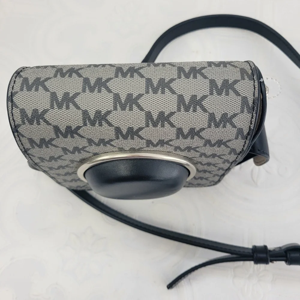 Michael Kors Studio Scout Collection Medium Moulded Camera Bag Black MK Logo New
